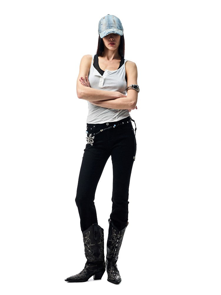Fake Two-Piece Contrast Color Top JIN0005