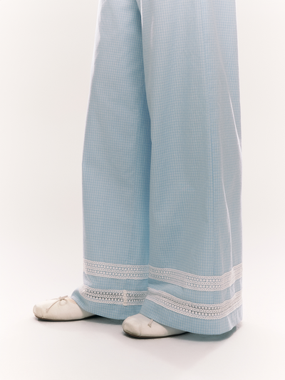 Lace Hollow Striped Wide-leg Pants NTO0205
