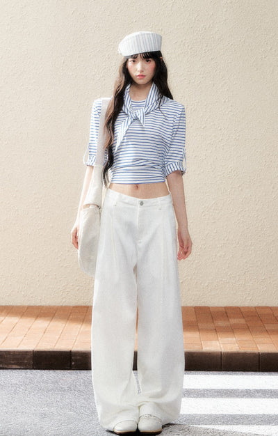 Striped Mid-sleeve T-shirt SHI0183