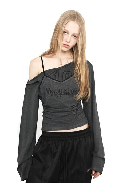 Fake Two-piece Suspender Print T-shirt ANY0078