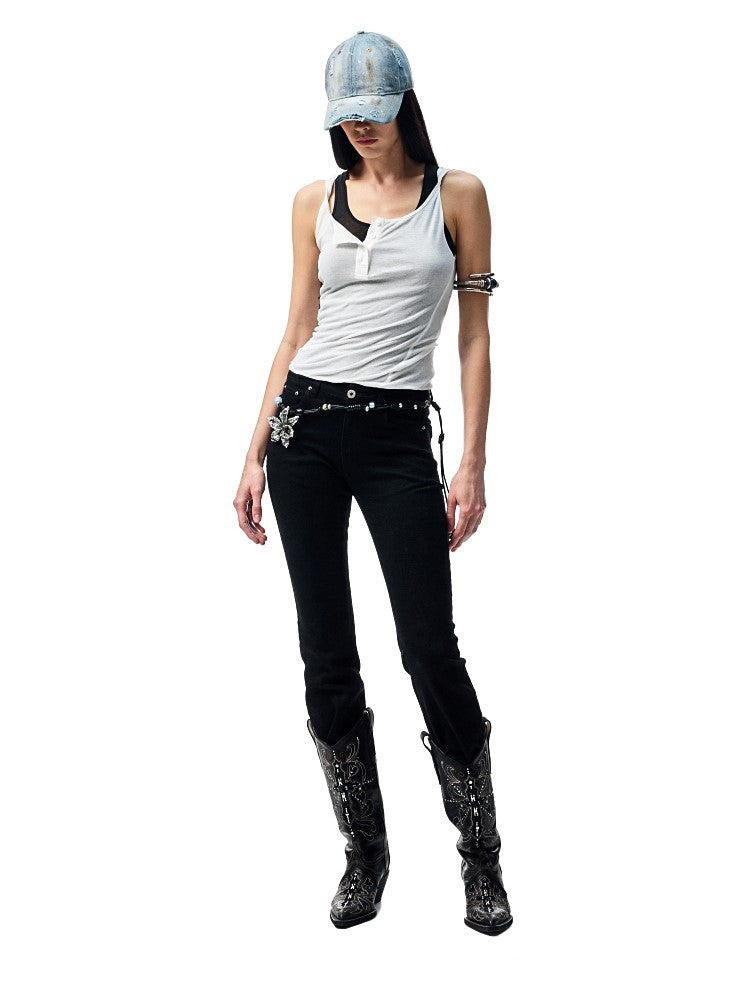 Fake Two-Piece Contrast Color Top JIN0005