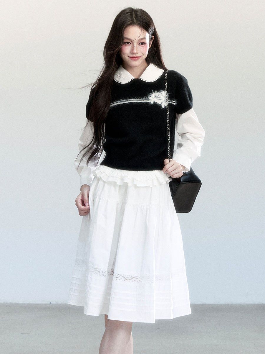 Floral Short-sleeved Sweater FRA0452