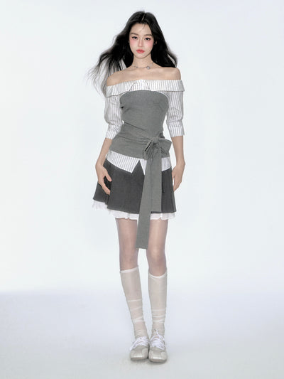 One shoulder Striped Shirt FRA0344
