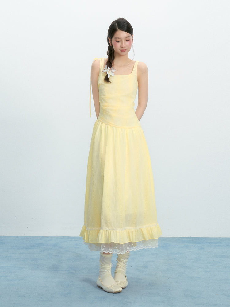 Square Collar Irregular Sling Dress NTO0222