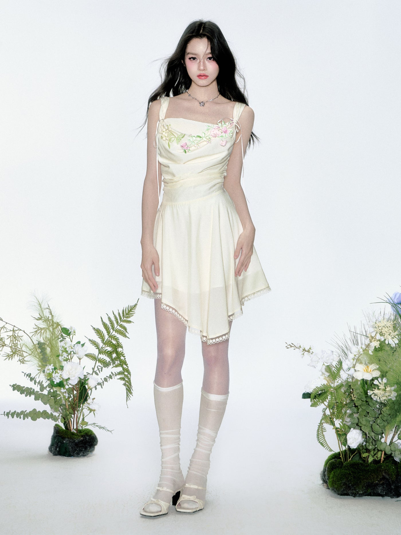 Embroidery Swing Collar Dress FRA0361