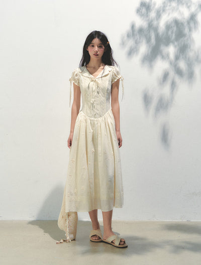 Embroidered Puff Sleeve Shirt Dress SUN0163