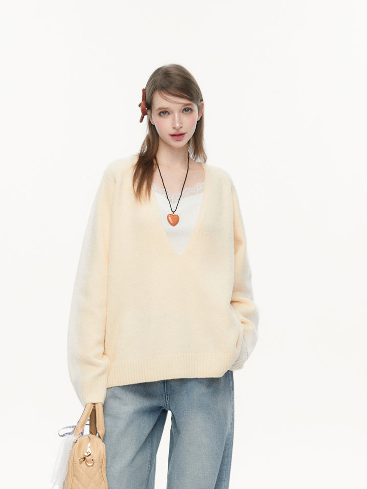 V-neck Loose Pullover Sweater SPE0082