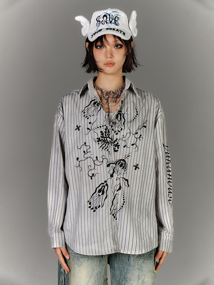 Graffiti Loose Striped Shirt/Camisole KIN0145
