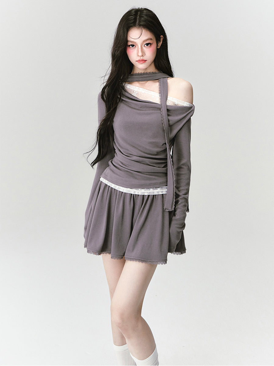 Lace Off-shoulder Top/Skirt FRA0417