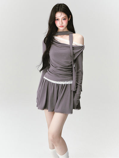 Lace Off-shoulder Top/Skirt FRA0417