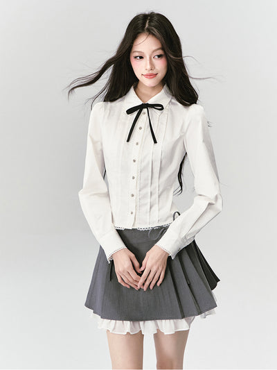 Accordion Pleated Shirt Top/Pleated Skirt FRA0421