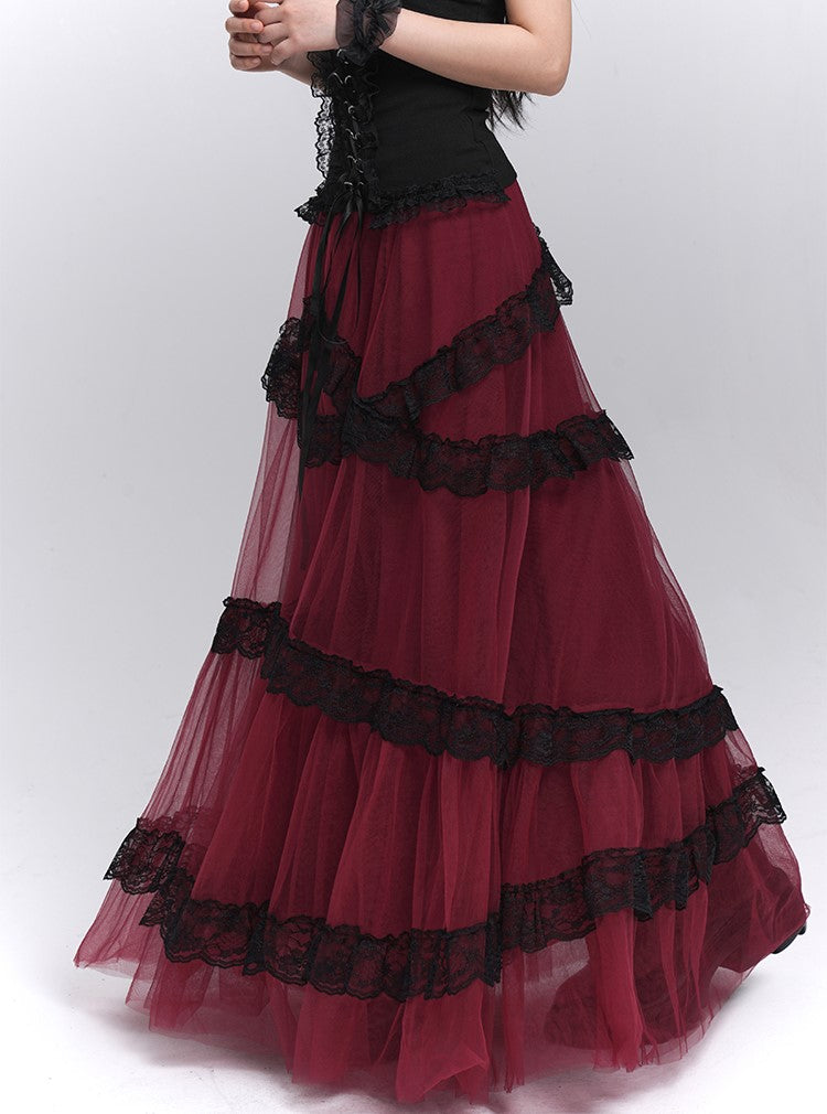 Red Tulle Long Skirt LAD0211