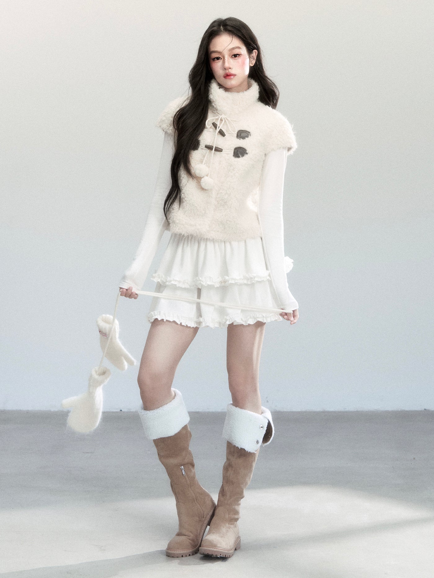 Eco-Friendly Fur Stand Collar Jacket FRA0442