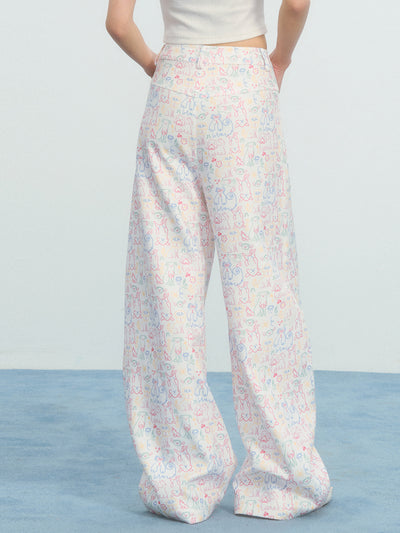 Colorful Puppy Graffiti Print Pants NTO0225