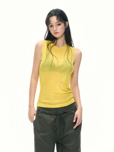 Yellow I-Shaped Sleeveless Top APE0374