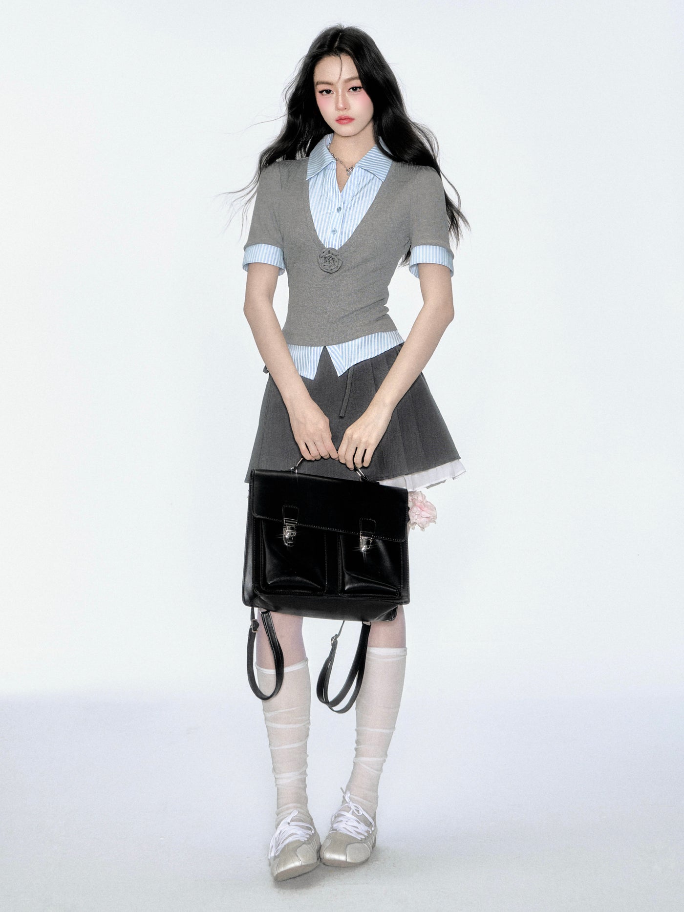 Blue Stripe Fake two-piece Shirt FRA0345