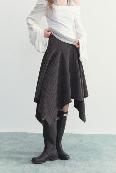 Irregular Plaid High Waist Skirt SPE0100