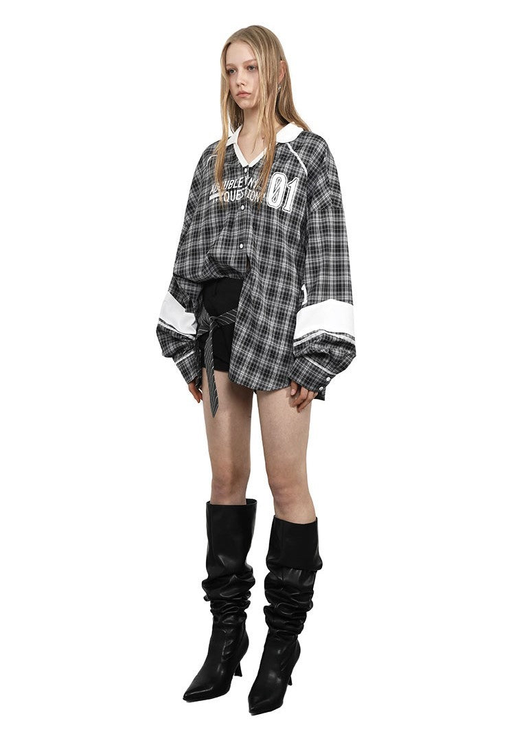 Two-color LOGO Printed Loose Shirt ANY0079