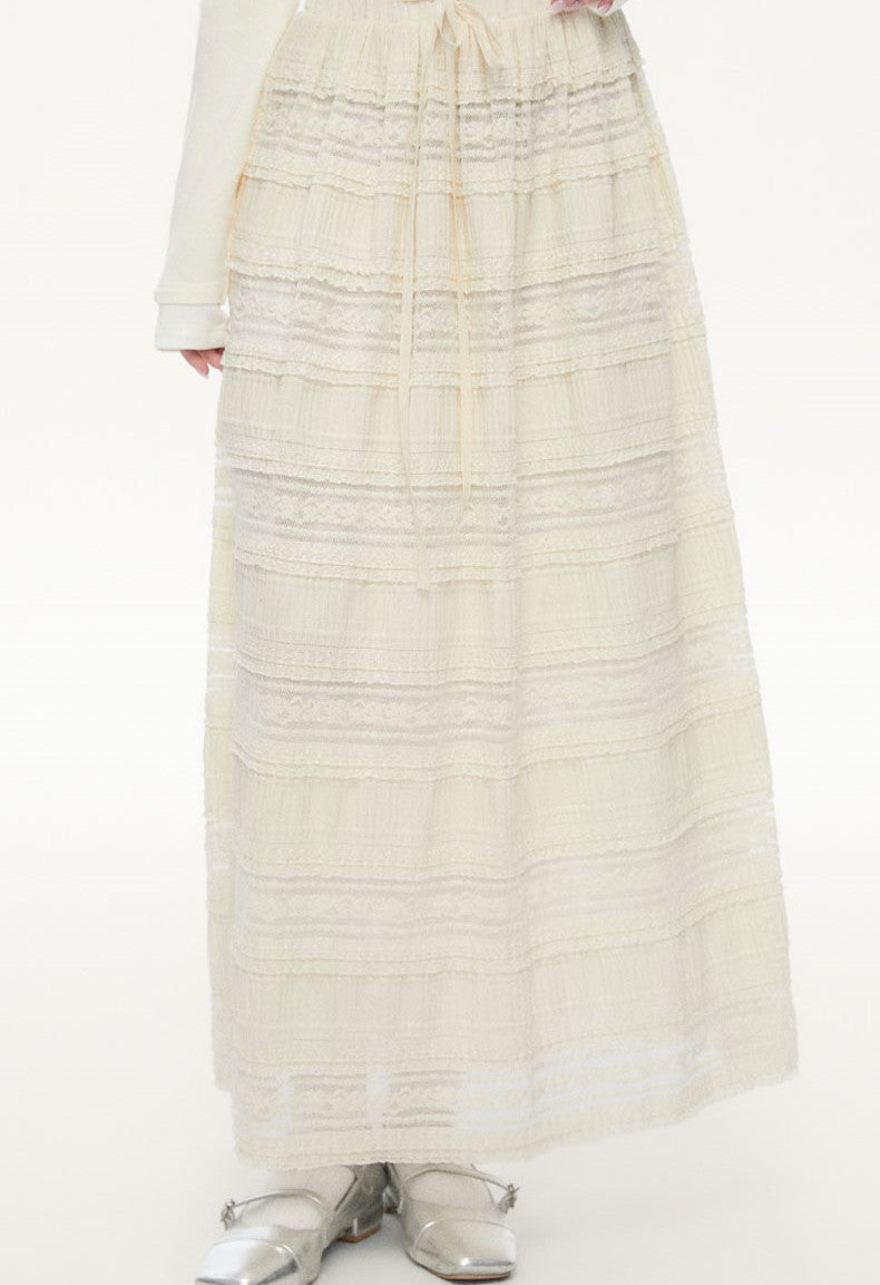Splicing Lace Cake Long Skirt SPE0081