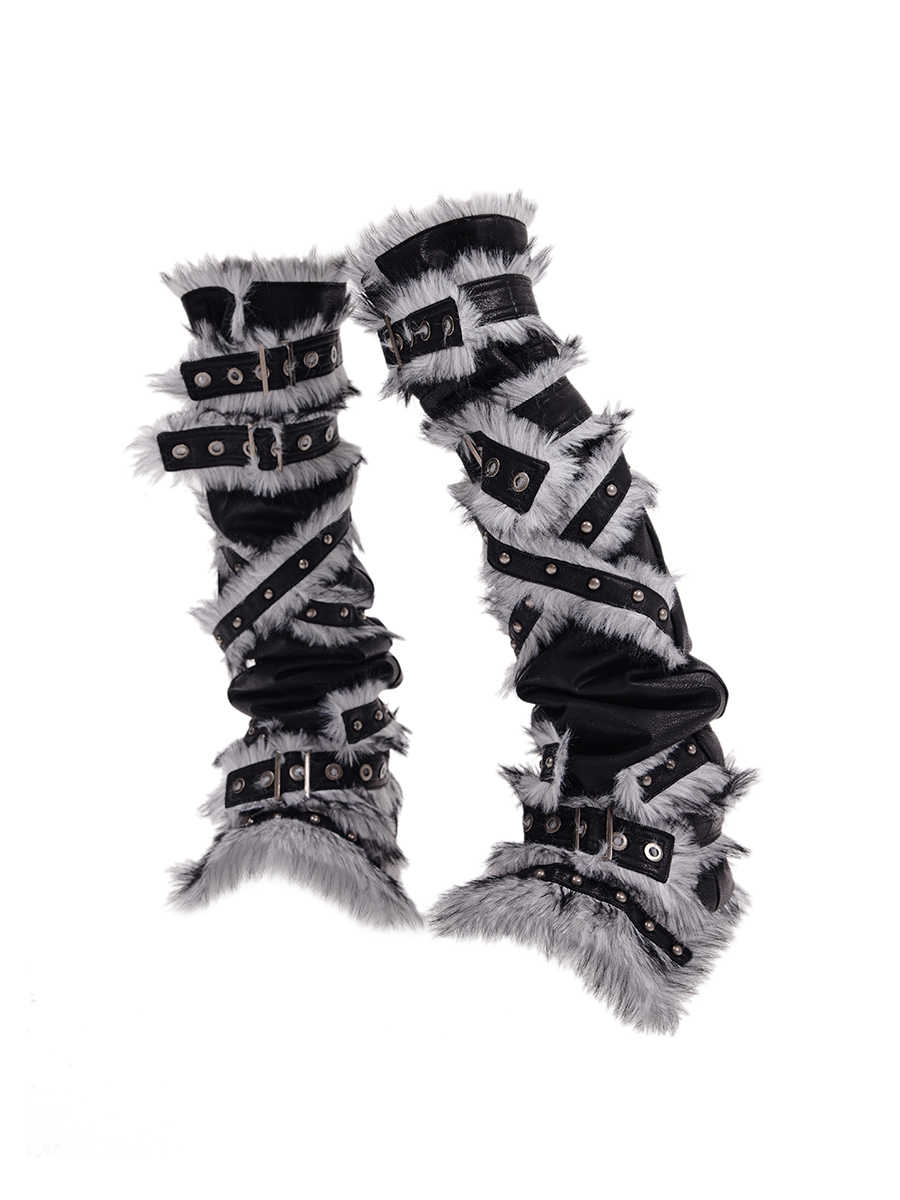 Fur Patchwork Leg Warmers CFI0060