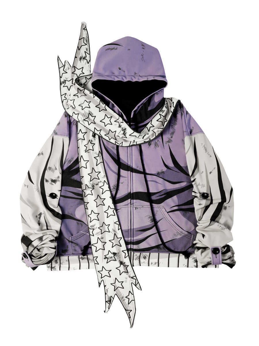 Purple Printed Sweatshirt Hooded Jacket CFI0057