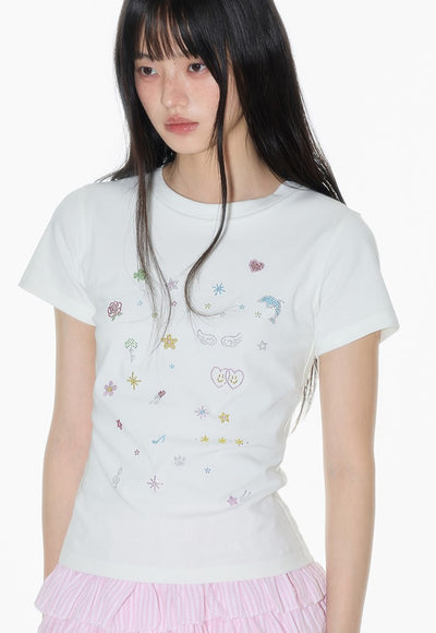 Cartoon Diamond Short-sleeved T-shirt ONT0015