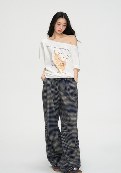Kitten Print Casual Short-sleeved T-shirt PUN0071
