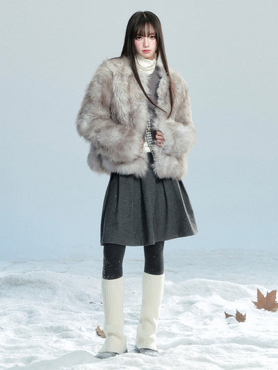 Retro Woolen Midi Pleated Skirt FRA0466