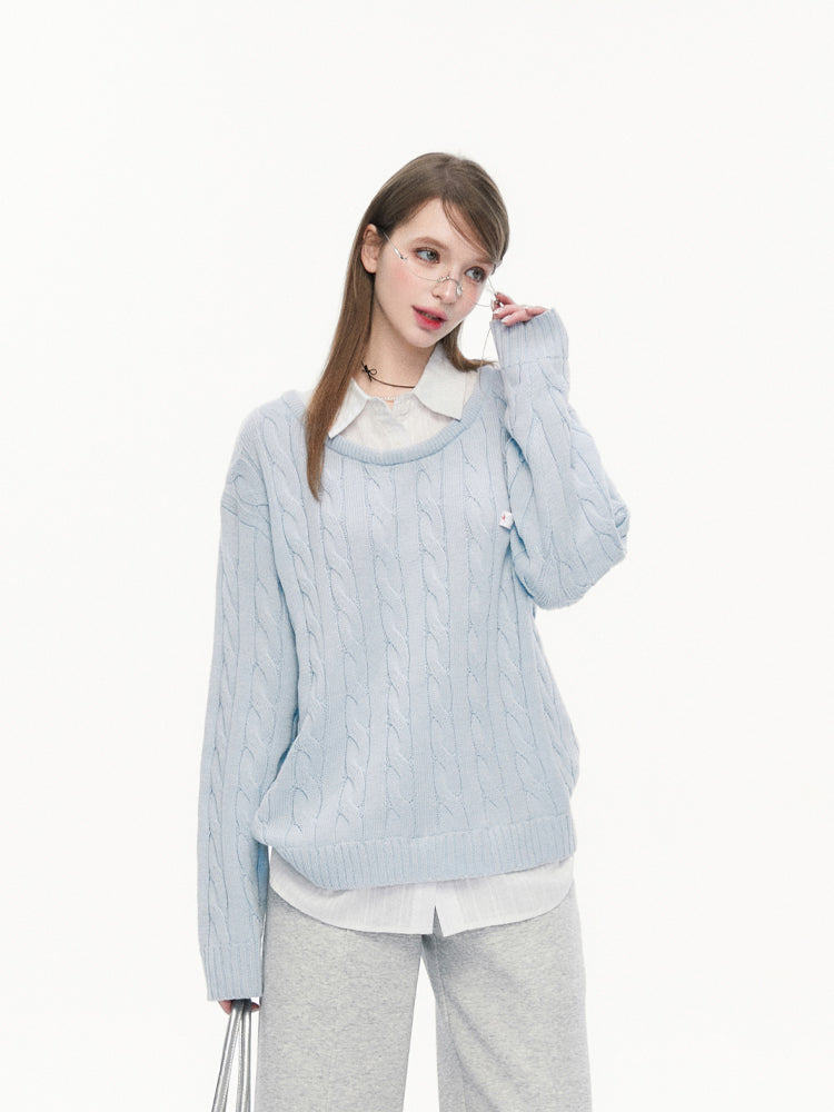 Fake Two-piece Casual Shirt Sweater SPE0078