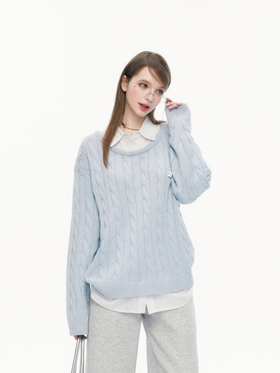 Fake Two-piece Casual Shirt Sweater SPE0078