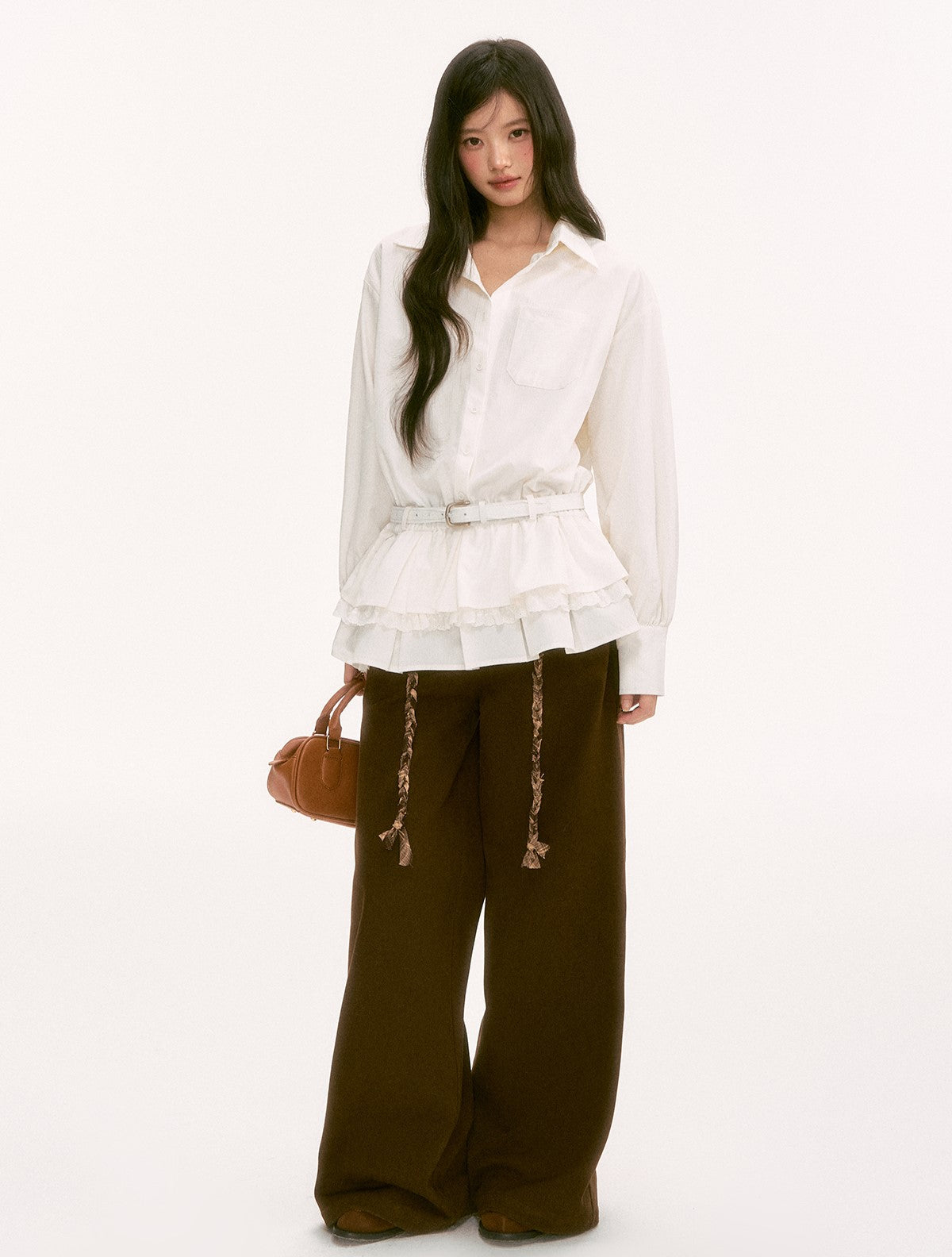 White Long-Sleeved Shirt Dress WEE0132