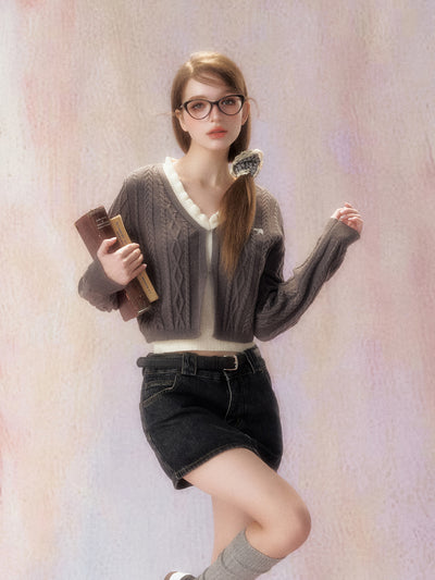 Fake Two-piece Cable Sweater SPE0029