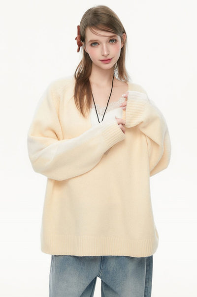 V-neck Loose Pullover Sweater SPE0082