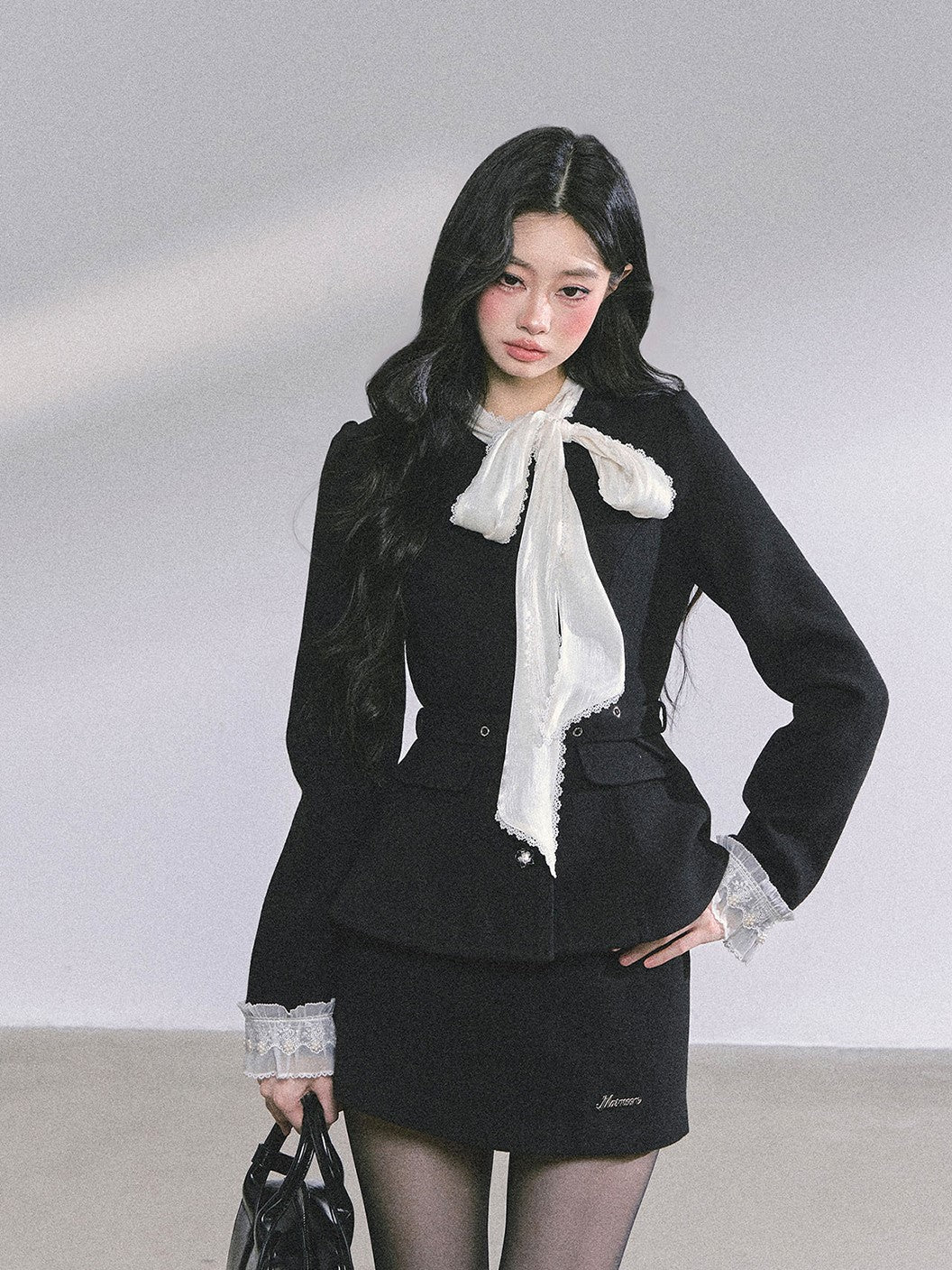 Black Jacket With Ribbon/Short Skirt DIA0592