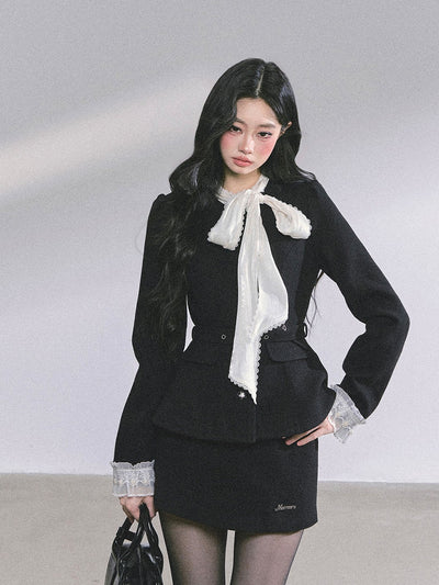 Black Jacket With Ribbon/Short Skirt DIA0592