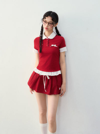 Pleated Bow-knot Skirt Pants NTO0226