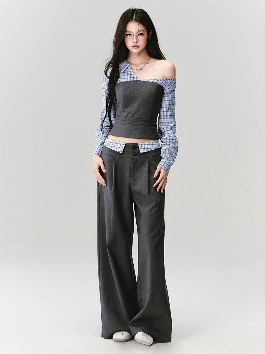 Intellectual Off-shoulder Shirt/Pants FRA0414