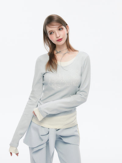 Diamond Fake Two-piece Stitching Sweater SPE0070