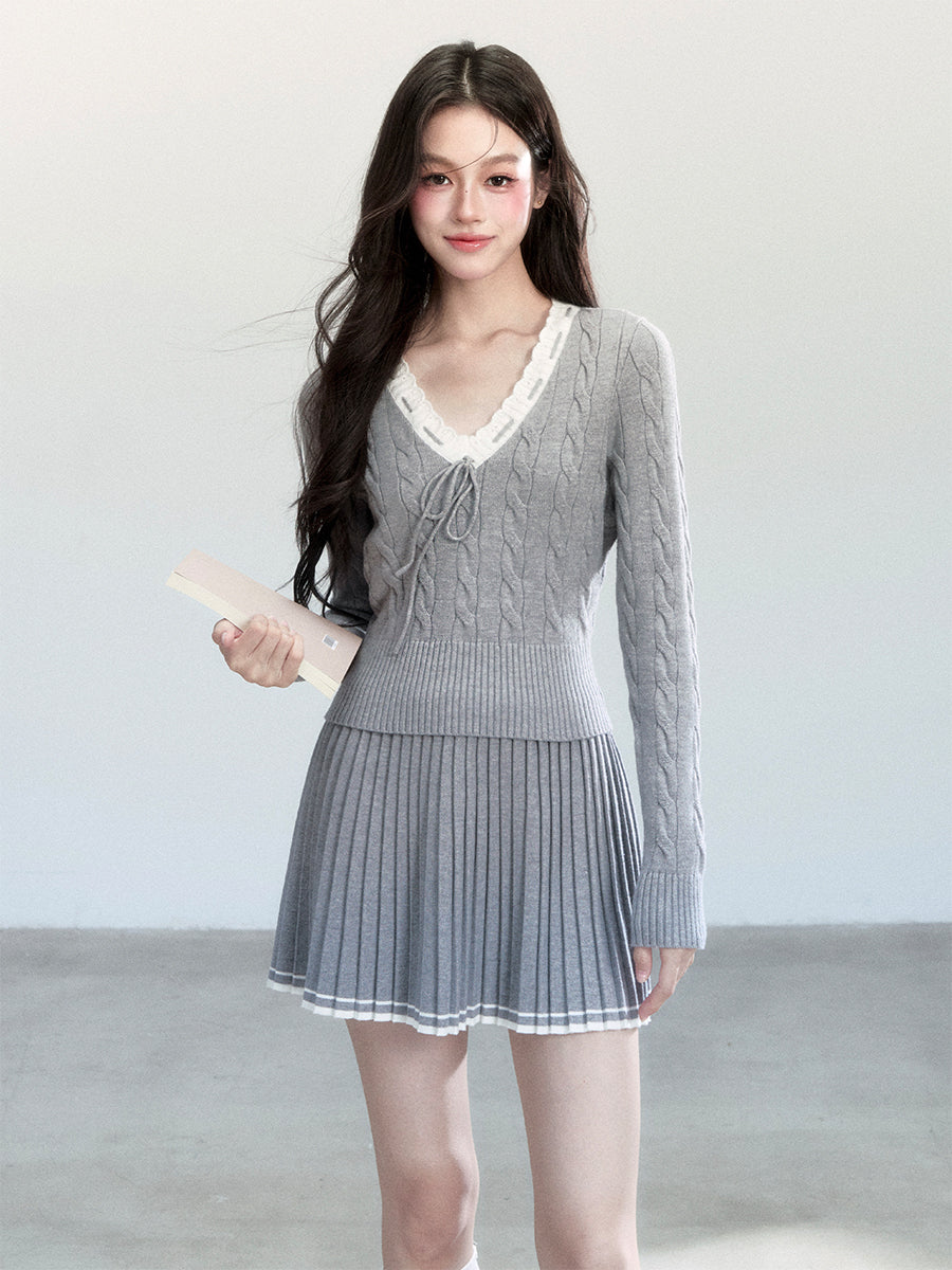 Retro Waist-Slimming Sweater/Skirt FRA0458