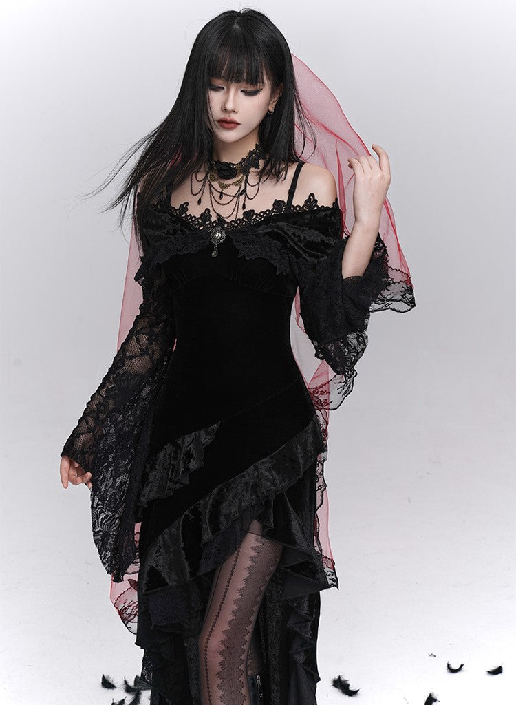 Lace Flared Sleeves Strap Dress LAD0239