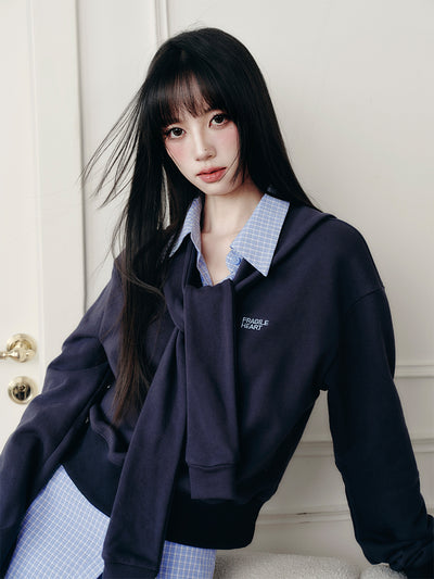 Fake Two-piece Sweatshirt/Plaid Skirt FRA0422