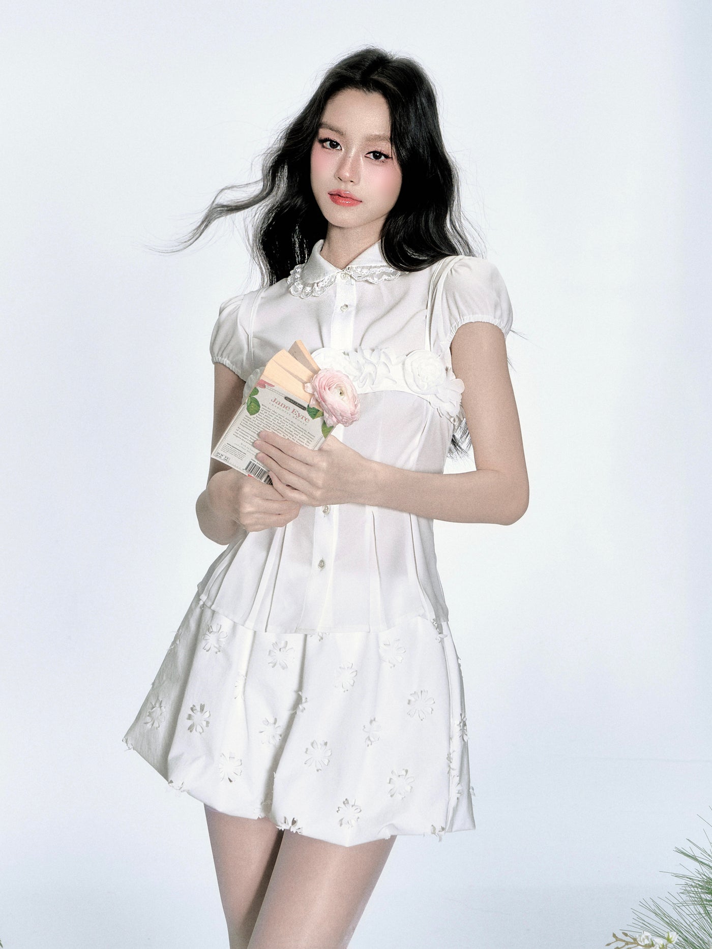 Layered Shirt/Flower Tube Top/Skirt FRA0351