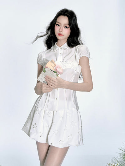 Layered Shirt/Flower Tube Top/Skirt FRA0351