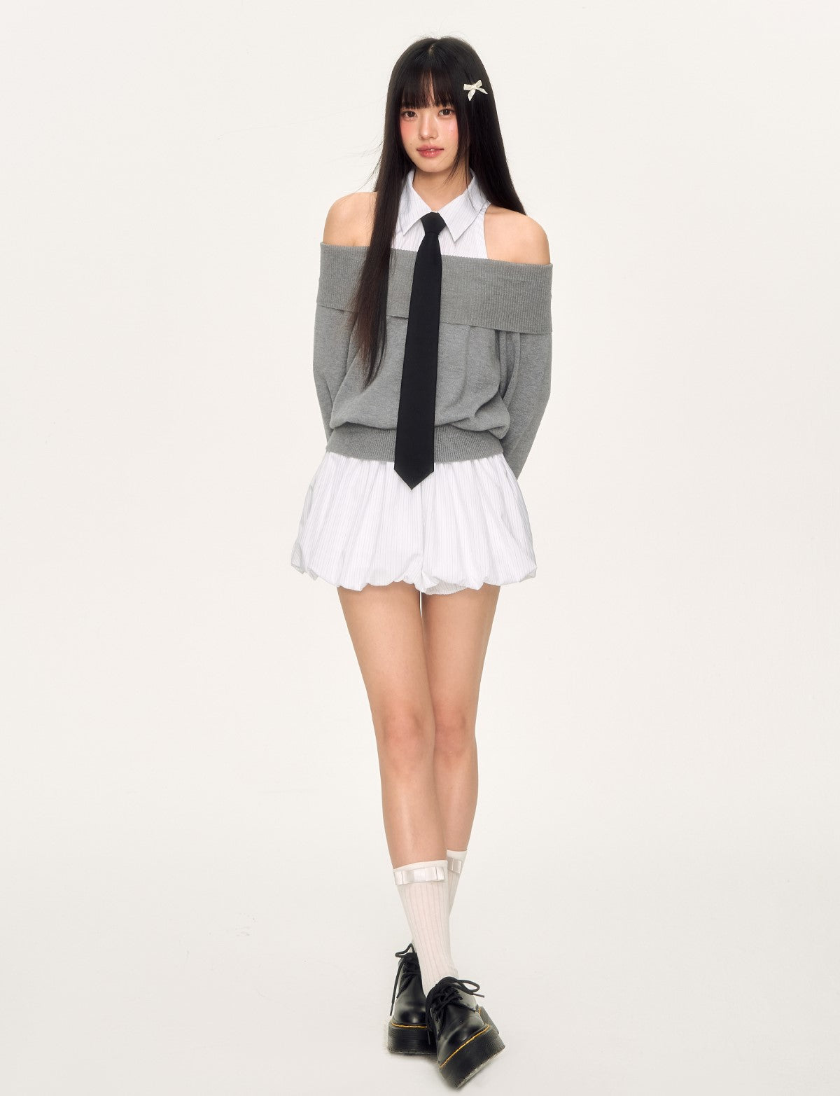 Fake Two-Piece Off-shoulder Dress WEE0033