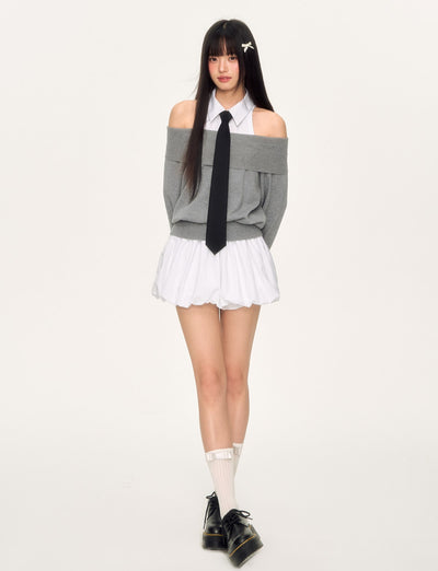 Fake Two-Piece Off-shoulder Dress WEE0033