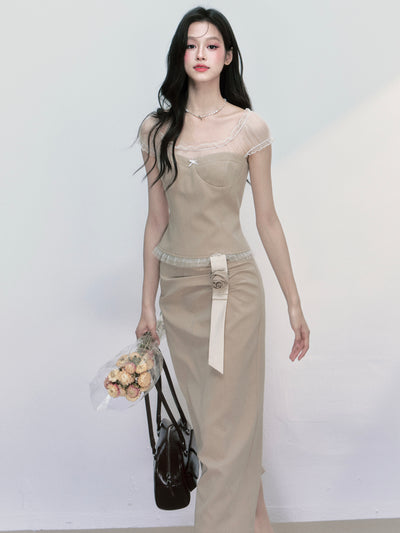Puff Sleeve Top/Pleated Skirt FRA0405