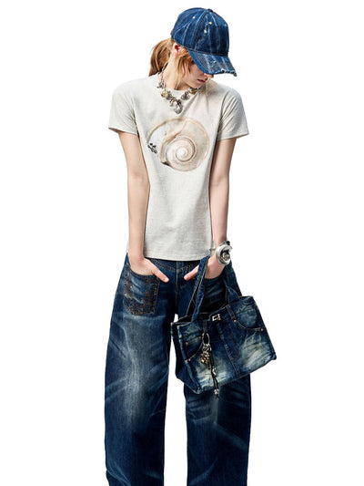Print Loose Short-Sleeve T-Shirt JIN0003