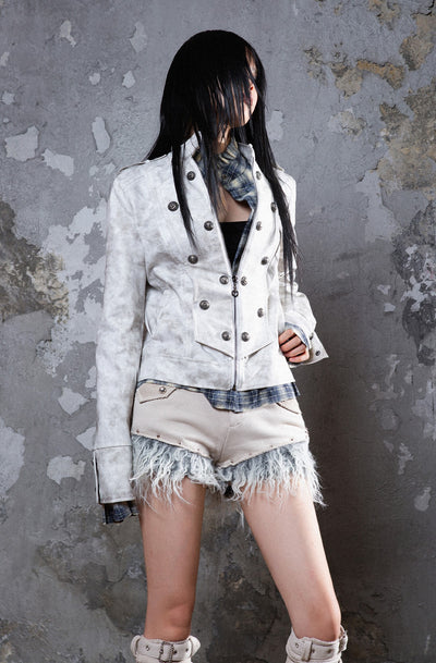 Fake Two-piece Old-fashioned Leather Jacket ARI0023