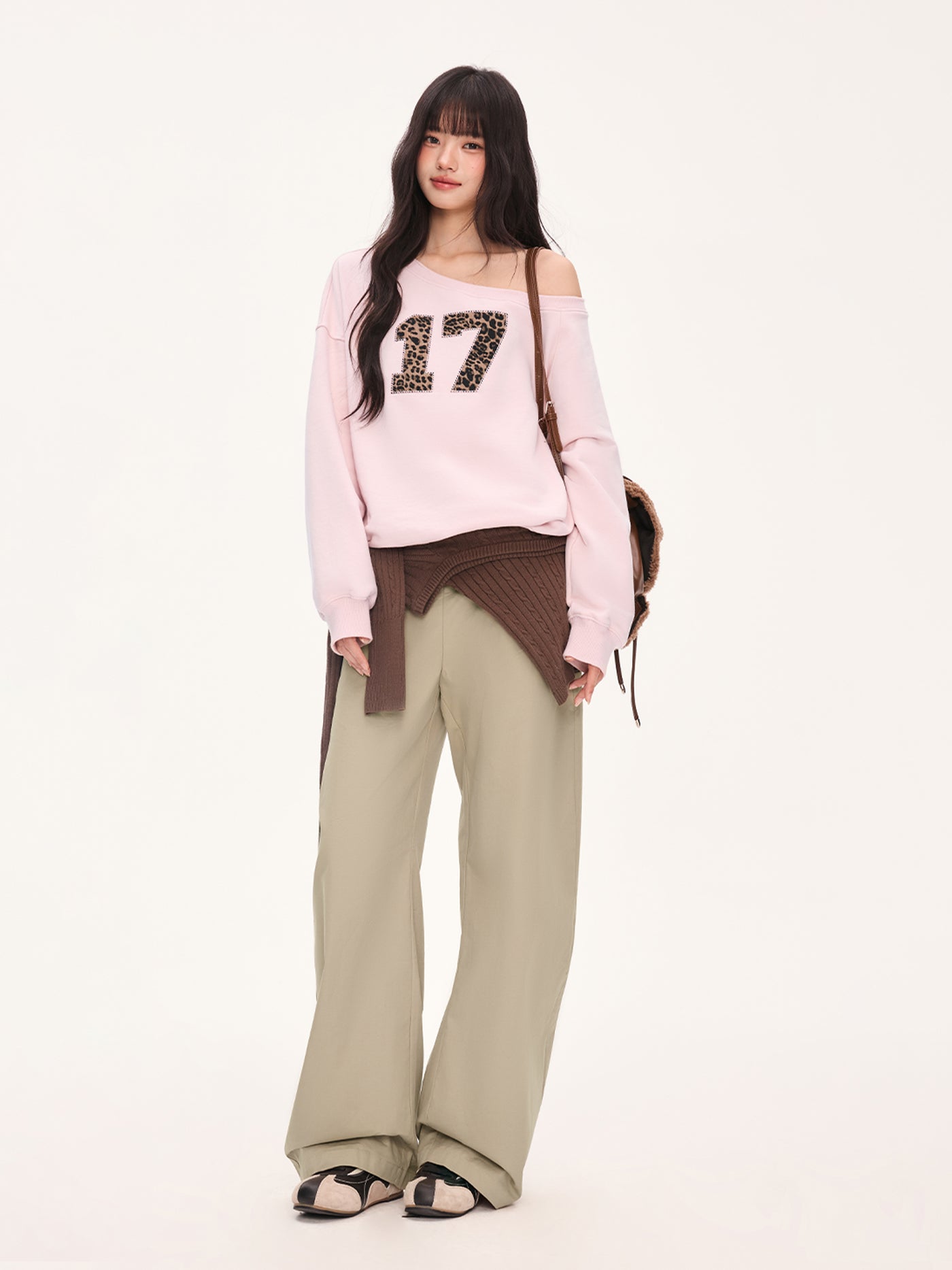 Double-Layer Trim Curved Pants WEE0070