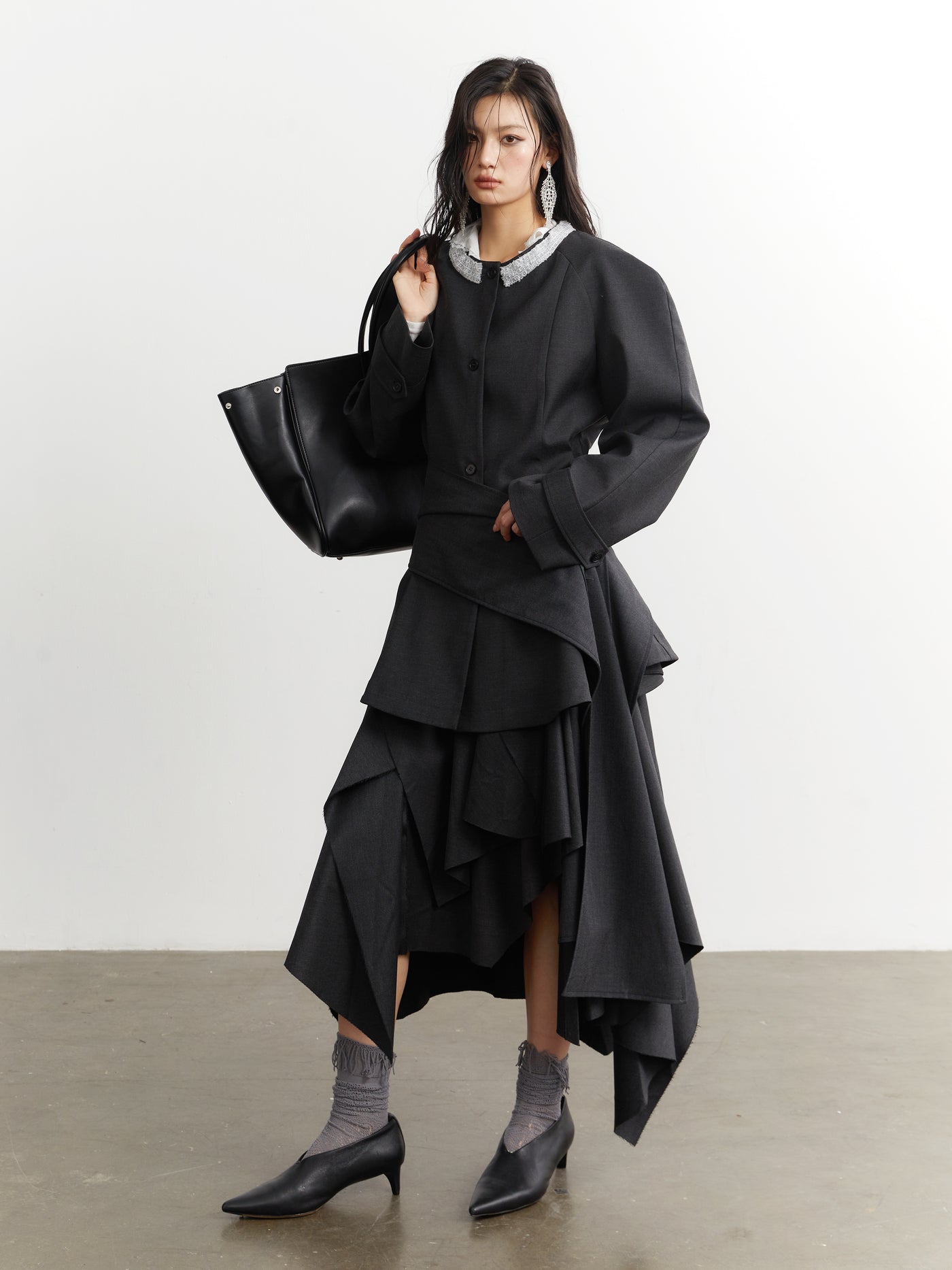 Ruffled Silhouette Suit Jacket JNY0259